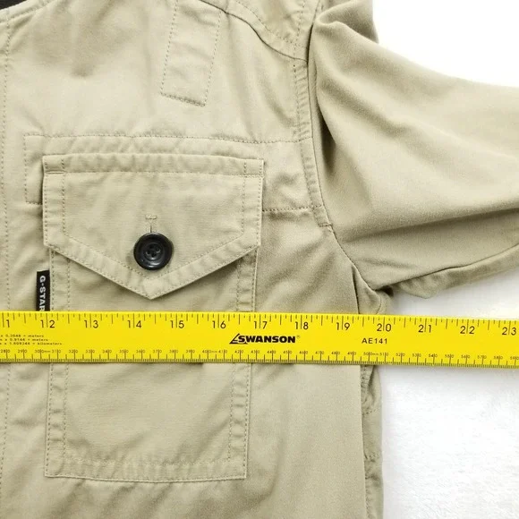 G Star Raw Jacket Men S Beige Bomber Collar Overshirt 2.0 Full Zip Pockets Chore
